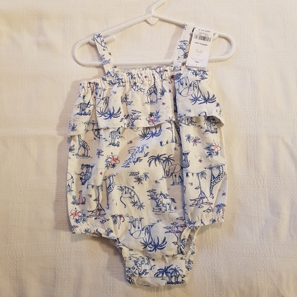 Carter's girls 18 month romper girls elephants linen blend